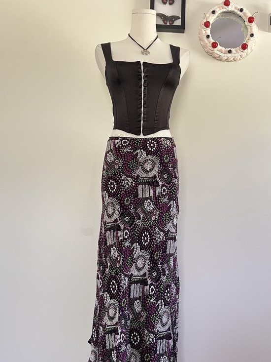 JM Collection Dresses & Skirts - JM Collection Geometric Maxi Skirt in Black & Purple Size LARGE